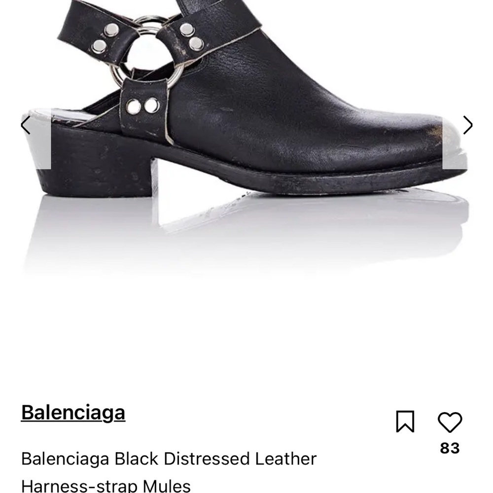 Balenciaga Black Leather Harness-Strap Mules